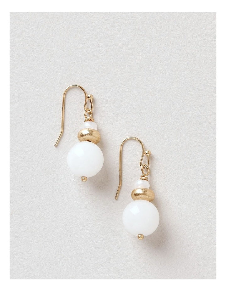 Ball Drop Earring in White