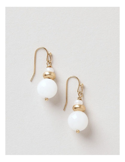 Ball Drop Earring in White