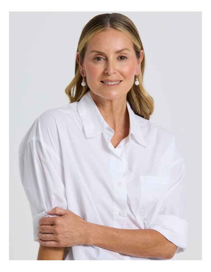 Ball Drop Earring in White