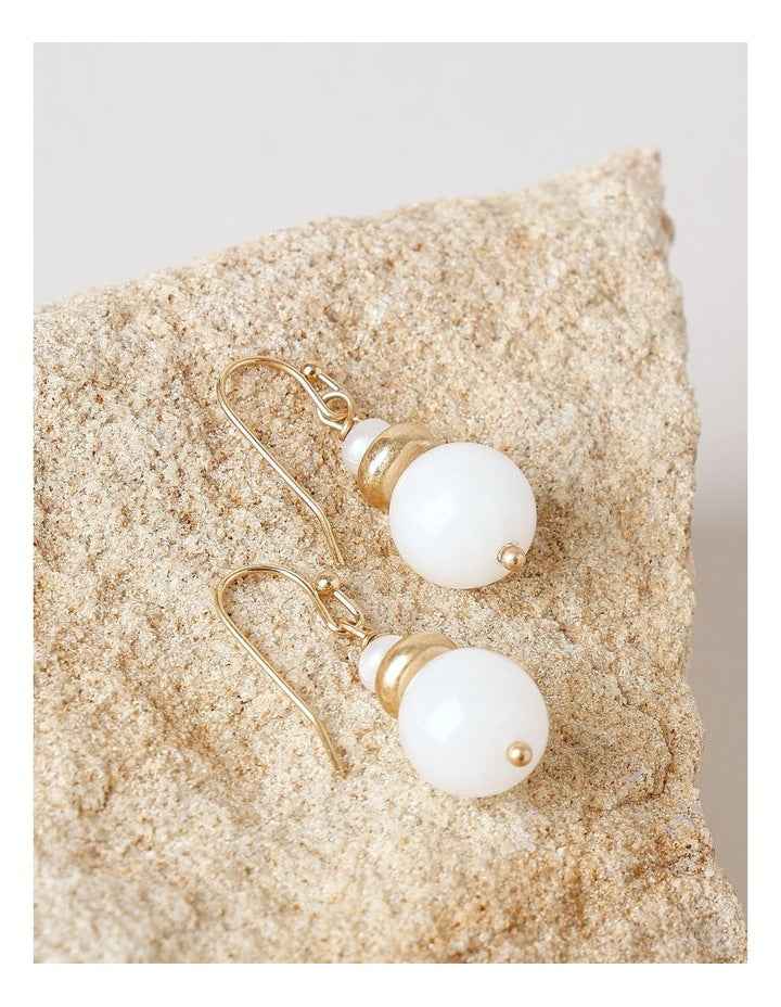 Ball Drop Earring in White