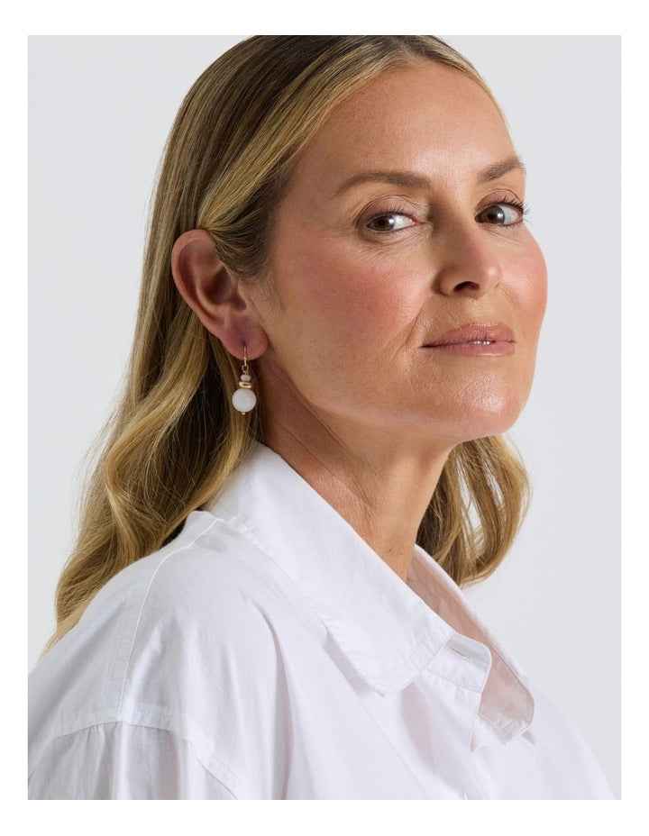 Ball Drop Earring in White