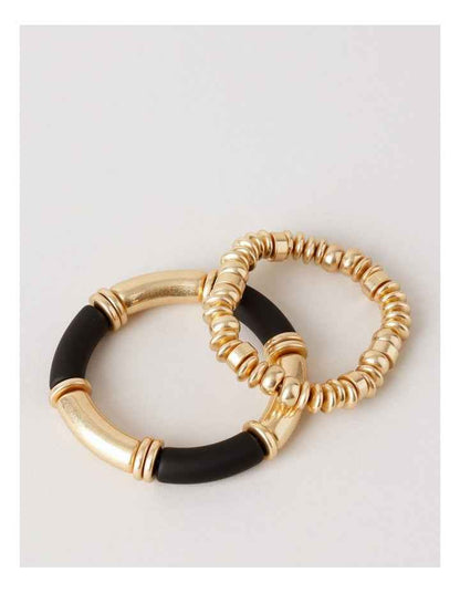 Two Tone 2PK Bracelet in Black