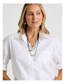 Cord Layered Necklace in Black/Gold