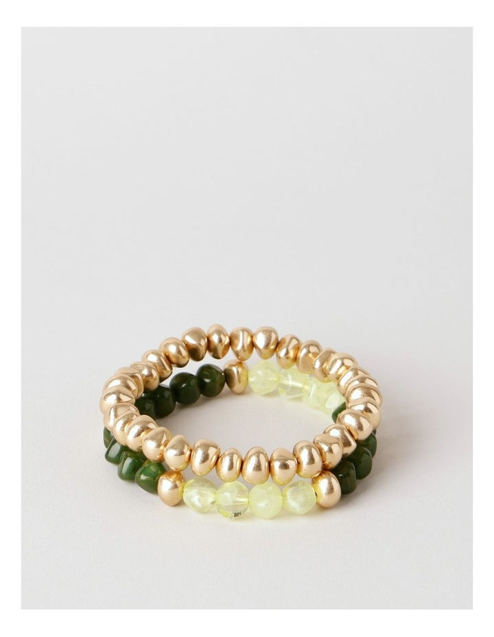 Two Tone 2PK Bracelet in Gold/Turquoise