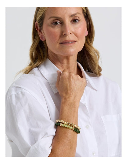 Two Tone 2PK Bracelet in Gold/Turquoise