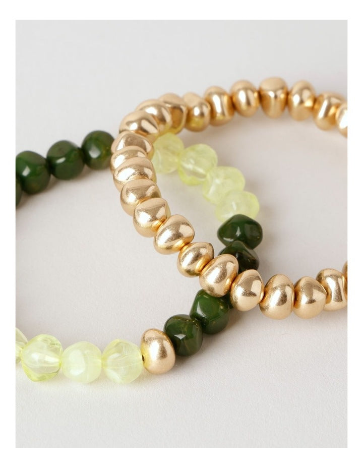 Two Tone 2PK Bracelet in Gold/Turquoise