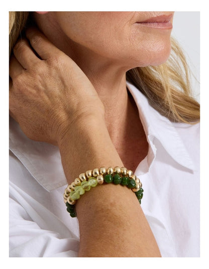 Two Tone 2PK Bracelet in Gold/Turquoise