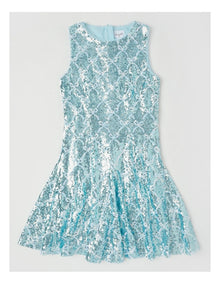 Elenor Bow Dress with Godet Inserts in Blue