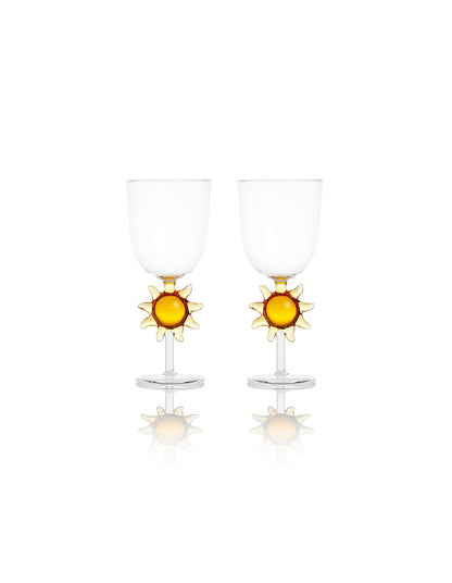 Le Soleil 19cm Set of 2 Borosilicate Wine Glasses Clear and Miel