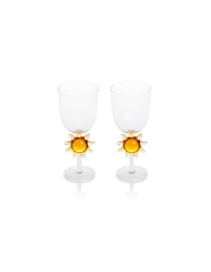 Le Soleil 19cm Set of 2 Borosilicate Wine Glasses Clear and Miel