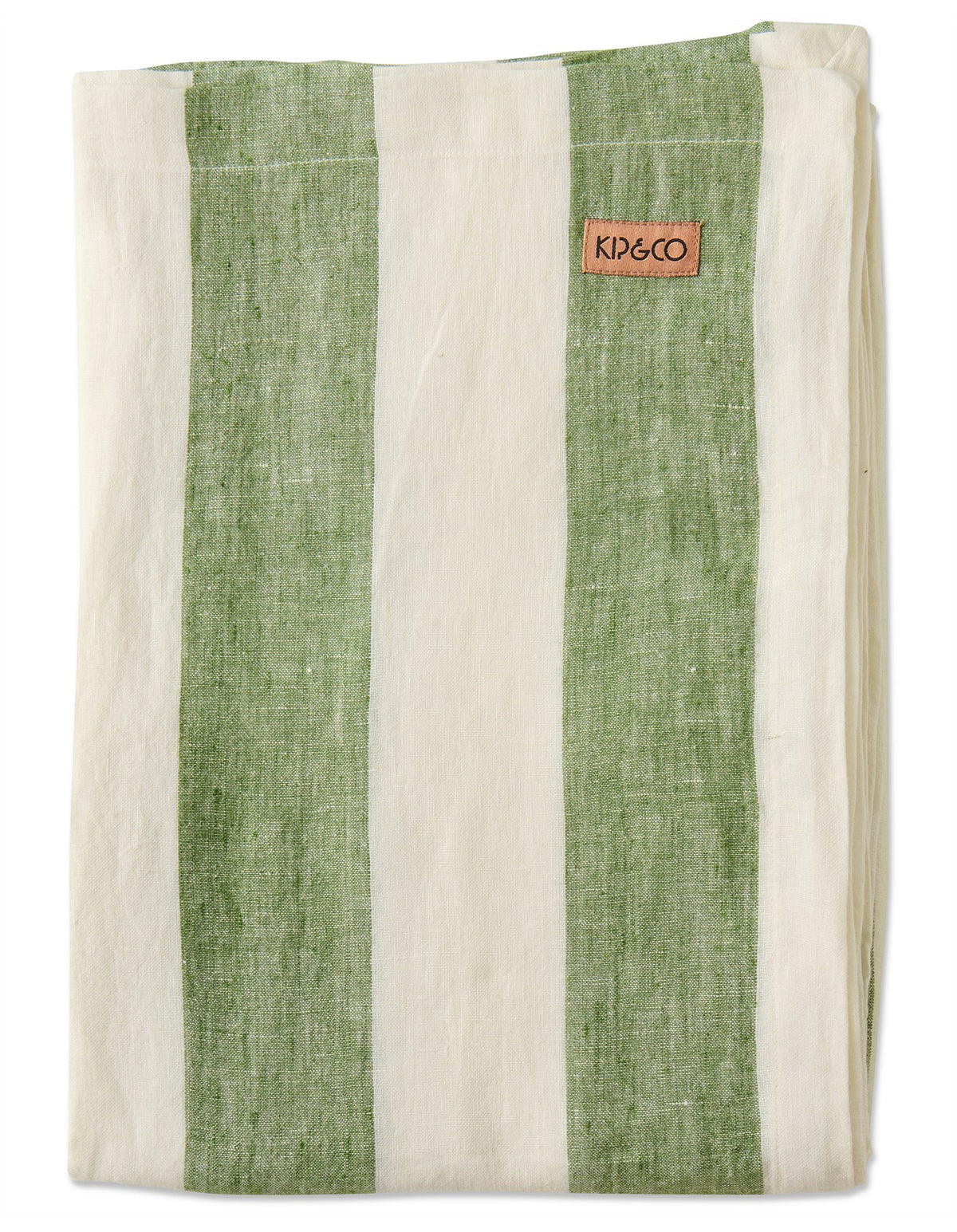Moss Stripe 145cm x 270cm French Flax Linen Tablecloth Green Stripe