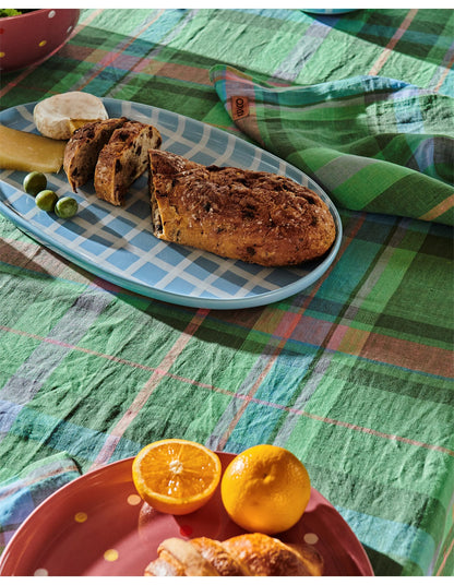 Jewel Of The Nile Tartan 180cm x 350cm French Flax Linen Tablecloth