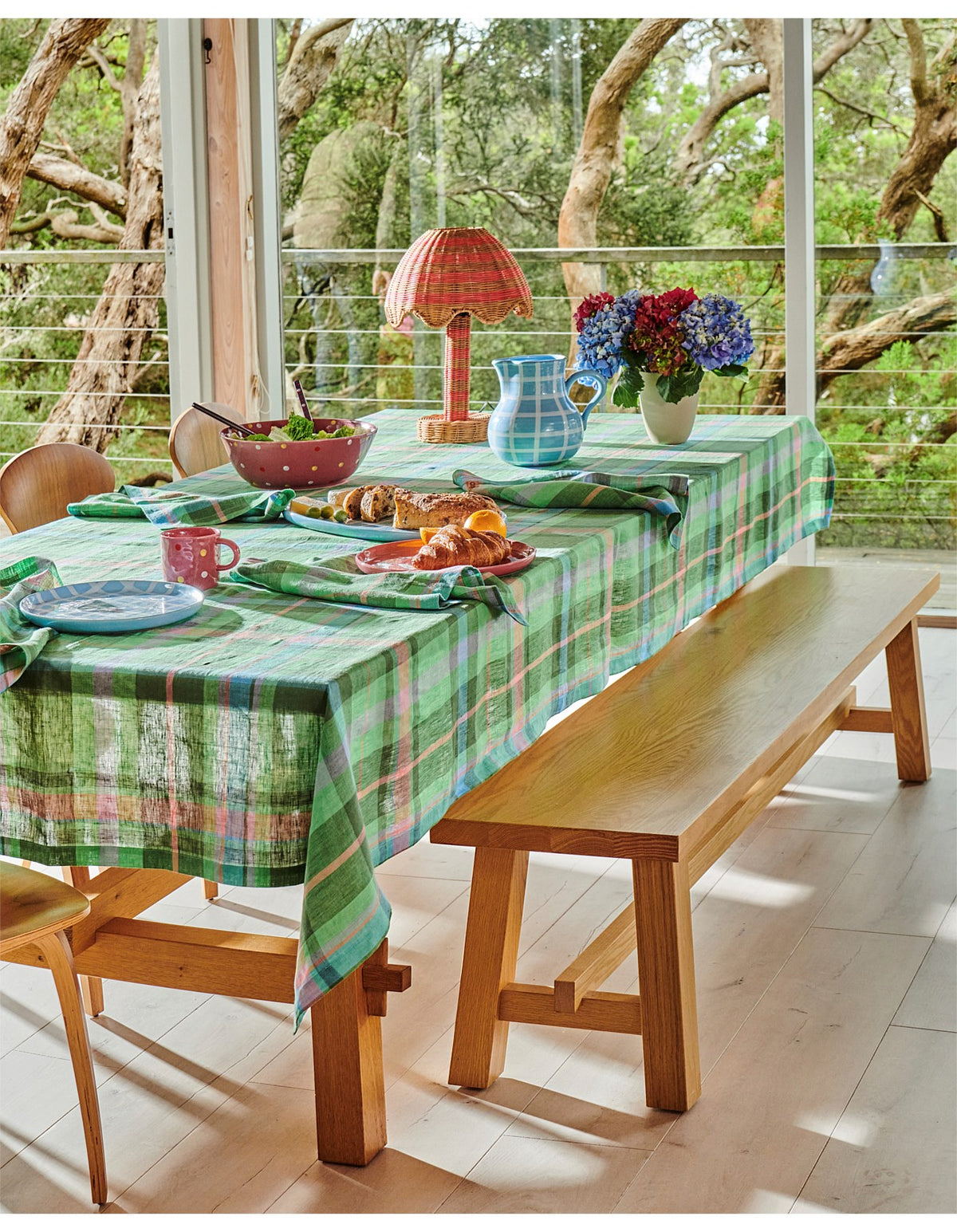 Jewel Of The Nile Tartan 180cm x 350cm French Flax Linen Tablecloth