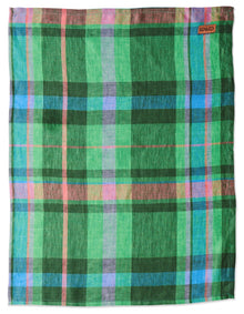 Jewel Of The Nile Tartan 67cm x 50cm Linen Tea Towel Green Check