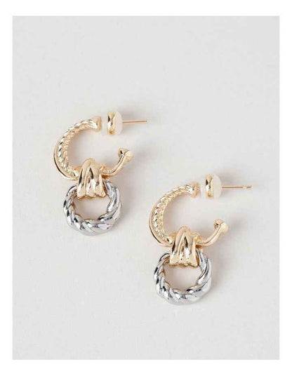 Two Tone Twist Earrings in Gold/ Silver
