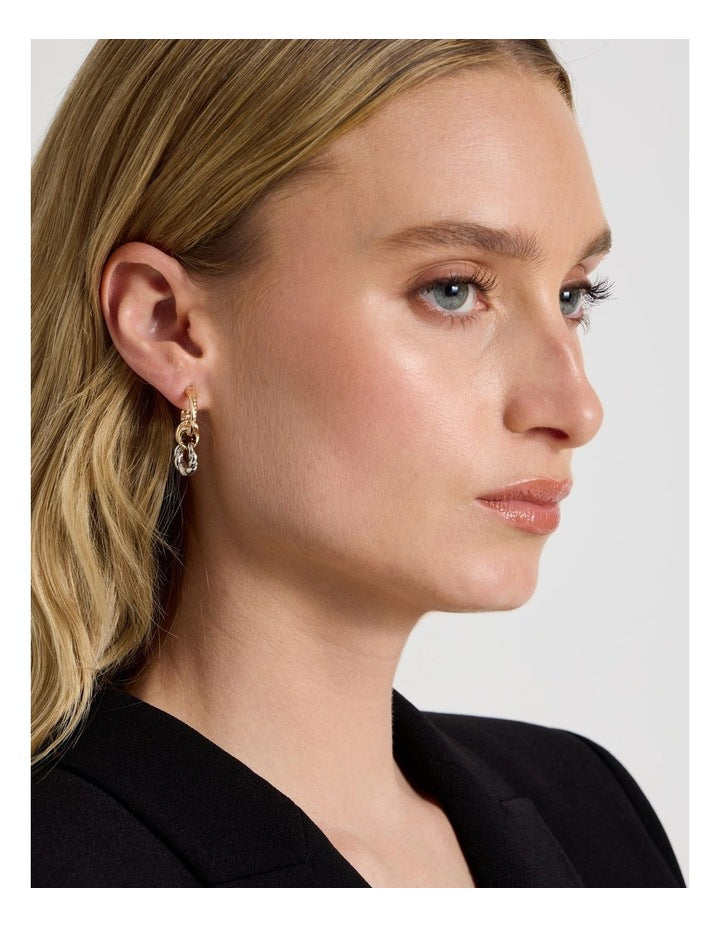 Two Tone Twist Earrings in Gold/ Silver
