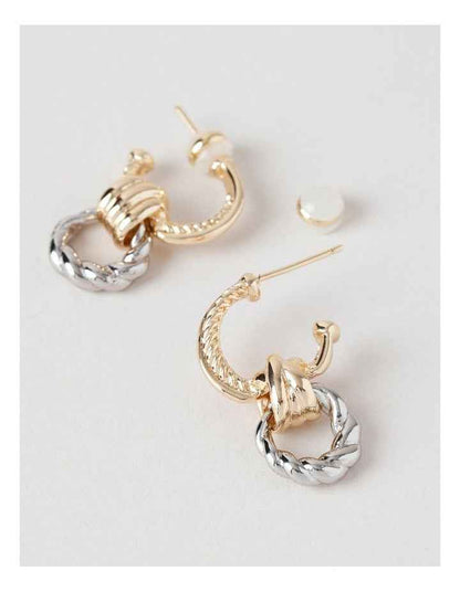 Two Tone Twist Earrings in Gold/ Silver