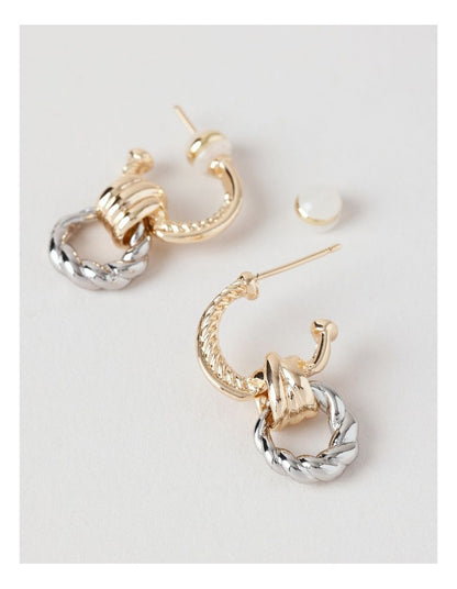 Two Tone Twist Earrings in Gold/ Silver