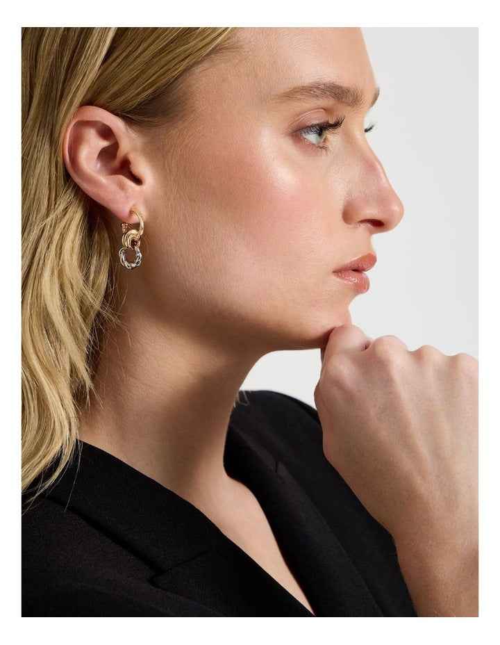 Two Tone Twist Earrings in Gold/ Silver