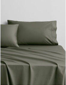 EGYPTIAN COTTON SATEEN QUEEN SHEET SET IN OLIVE GREY