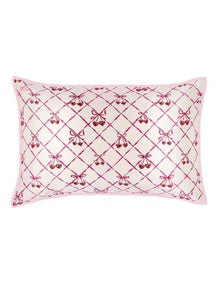Pure Silk Queen Pillowcase with Lace Trim in Sweet Cherry