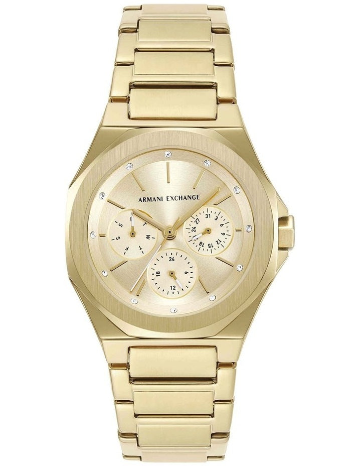 Gold-Tone Chronograph Watch with Matching Bracelet