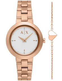 Rose Gold-Tone Watch and Bracelet Set