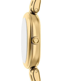 Gold-Tone Oval Dress Watch with Mother-of-Pearl Dial