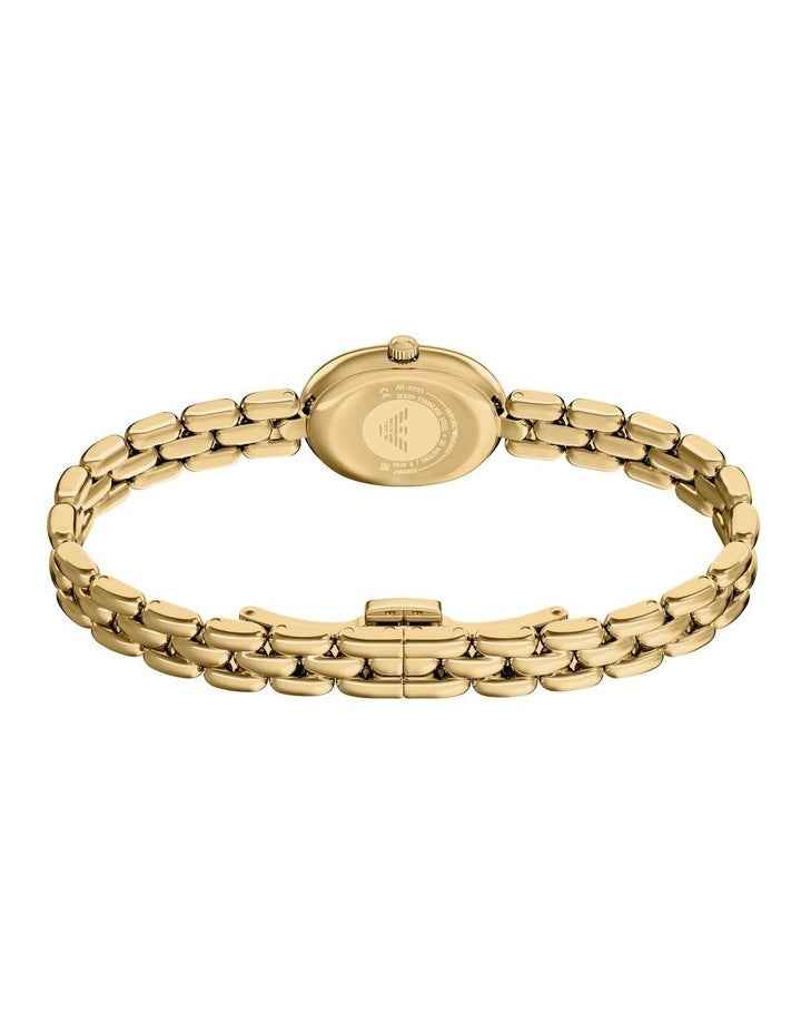 Gold-Tone Oval Dress Watch with Mother-of-Pearl Dial