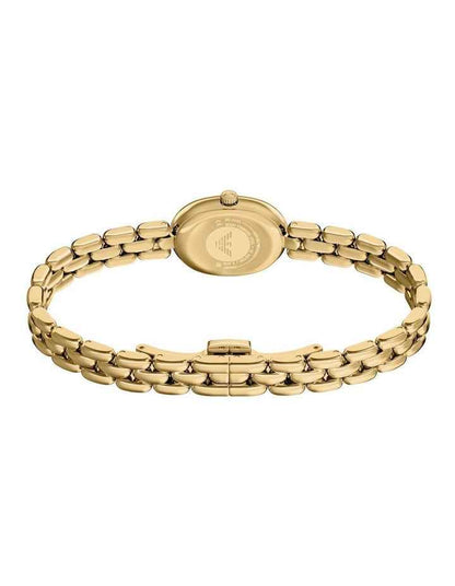 Gold-Tone Oval Dress Watch with Mother-of-Pearl Dial