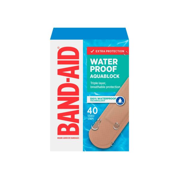 BAND-AID AQUA BLOCK STRIPS REGULAR 40 PACK