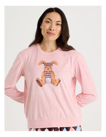 Cosy Fleece Pyjama Set in Bunny Argyle Print