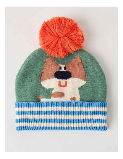 Dog Intarsia Beanie in Sage