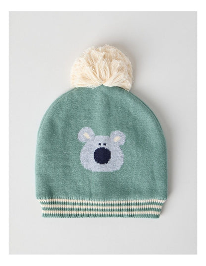 Koala Intarsia Beanie in Sage