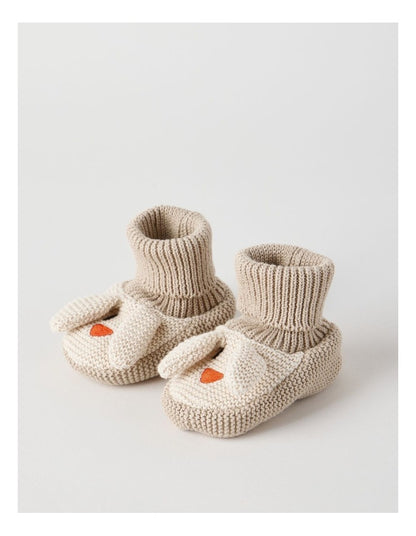 Bunny Novelty Booties in Light Brown