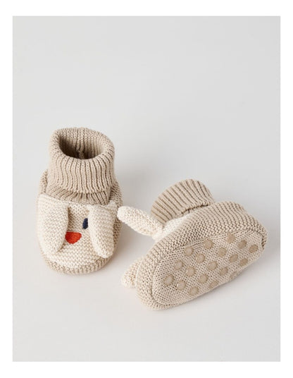 Bunny Novelty Booties in Light Brown
