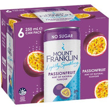 Mount Franklin Lightly Sparkling Mineral Water Passionfruit 250mL x 6 pack