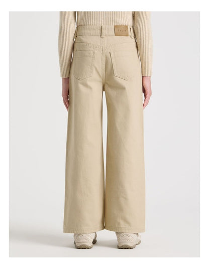 High Rise Wide Leg Jean in Tan