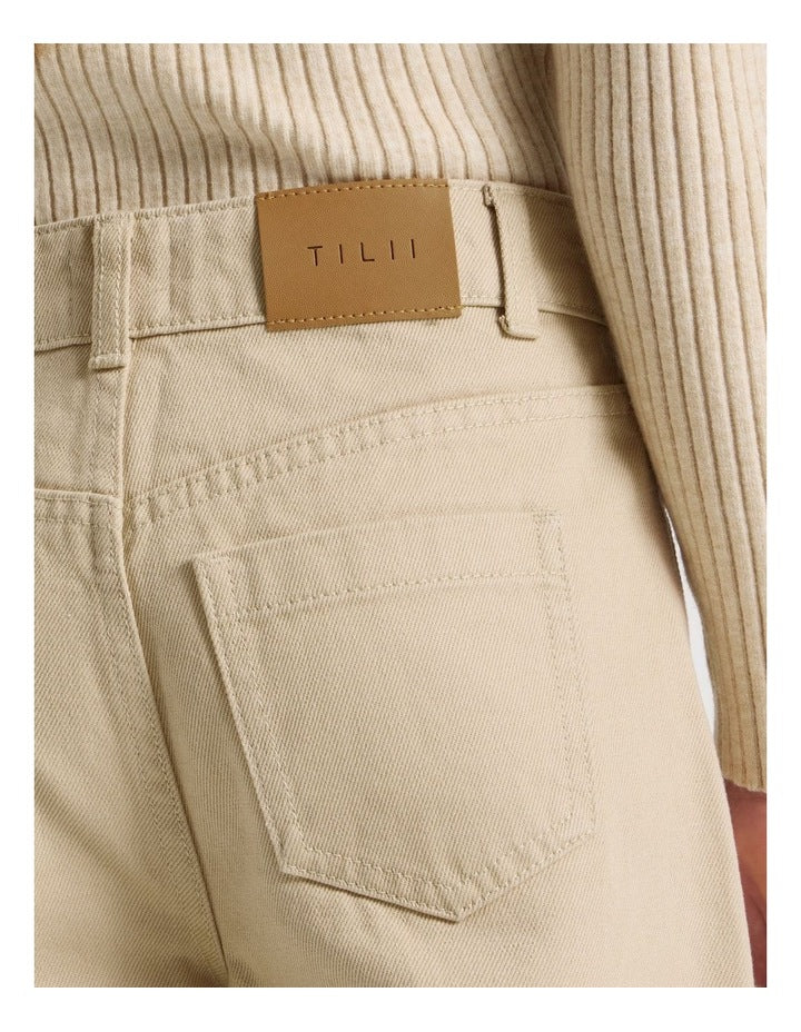High Rise Wide Leg Jean in Tan