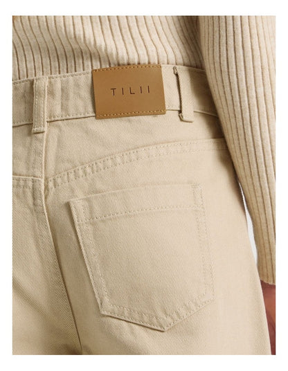 High Rise Wide Leg Jean in Tan