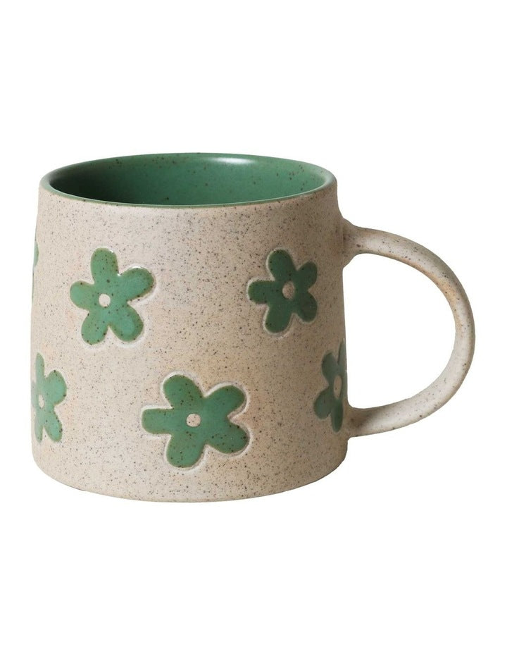 Molly Etched Mug 385ml in Green