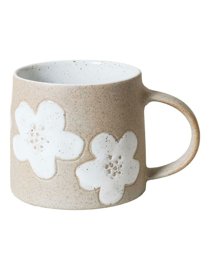 Big Flower Mug 385ml in Pastel White