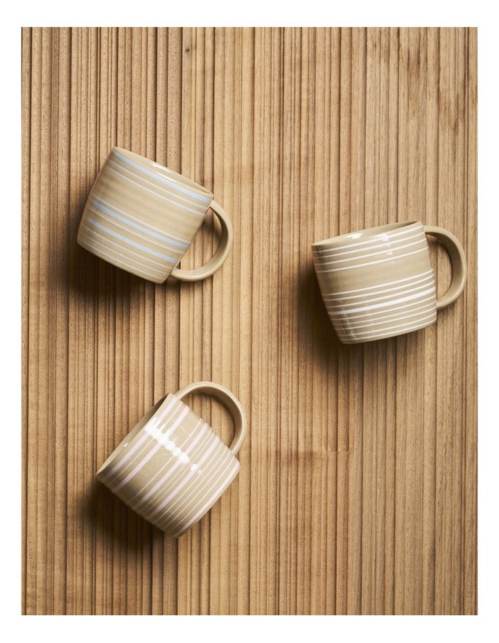 Line Vibes Handbrushed Mug 425ml in Blue Trail