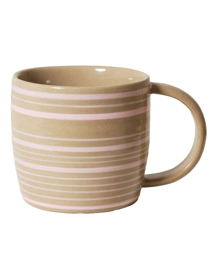 Line Vibes Handbrushed Mug 425ml in Pink Posy