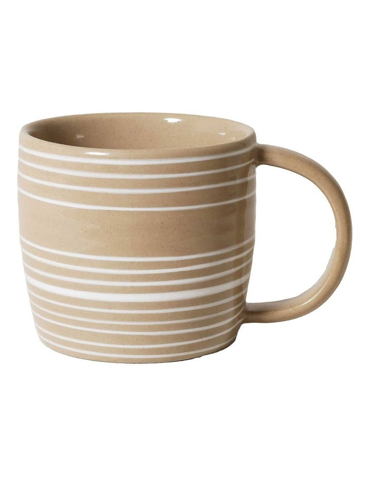 Line Vibes Handbrushed Mug 425ml in White
