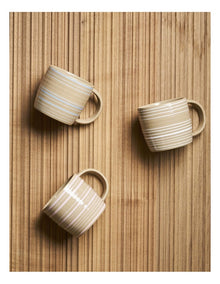 Line Vibes Handbrushed Mug 425ml in White