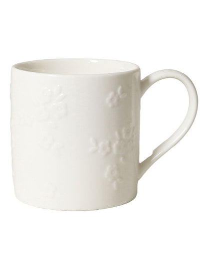 Motif Embossed Mug 350ml Set of 4 in White