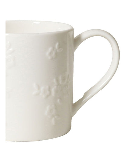 Motif Embossed Mug 350ml Set of 4 in White
