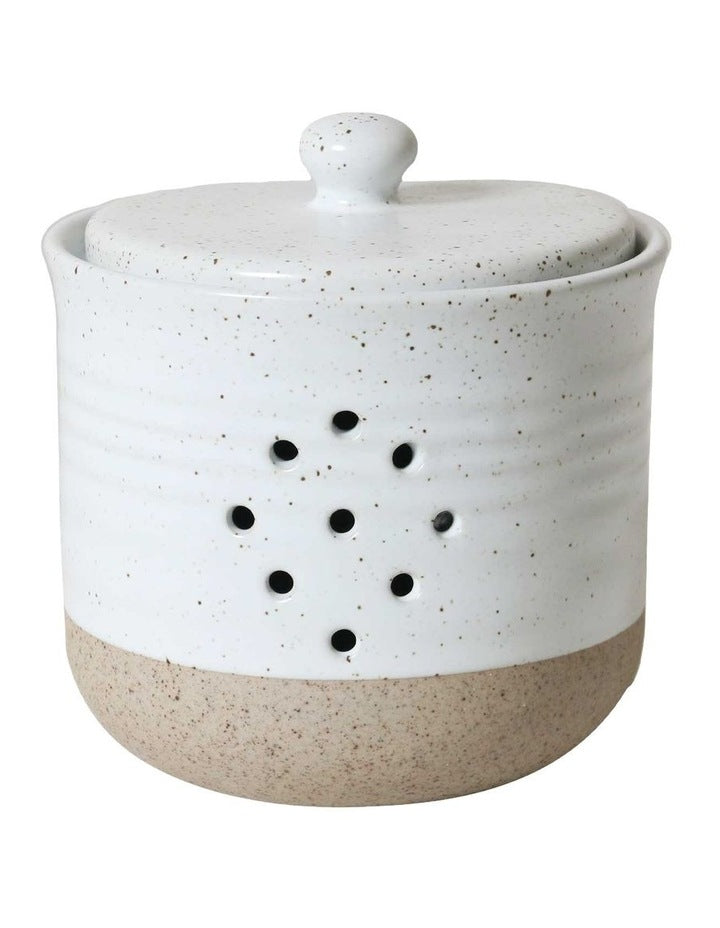 Natural Home Garlic Holder 10.5x10.5cm in White