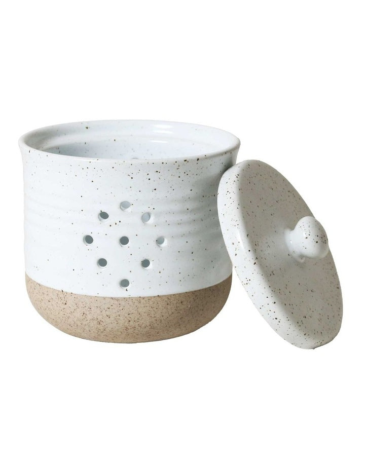 Natural Home Garlic Holder 10.5x10.5cm in White
